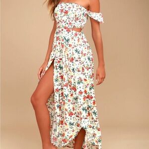 Lulu's Strapless Floral Maxi Dress
